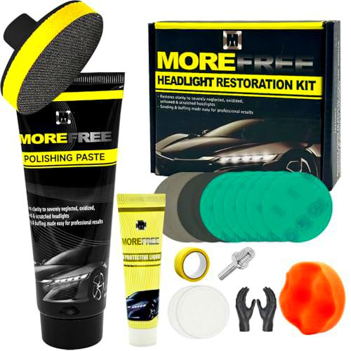 MORE FREE-Kit Pulir Faros Coche,Kit de Pulido de Faros de Automóviles,pulir Faros Coche para Restauración Faros Turbios