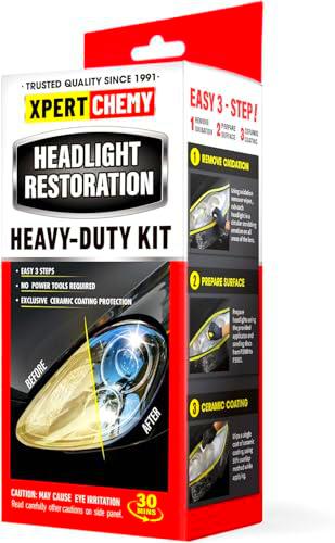 XPERTCHEMY Kit de restauración de Faros de Coche,Limpiador de Faros y Elimina el amarillamiento